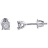 10K White Gold Bezel Fanuk Set Diamond Mini Round Earrings 4mm Studs 1/20 Ct.