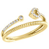 10K Yellow Gold Diamond Bypass Heart Split Shank Stackable Cocktail Ring 1/6 Ct.