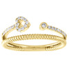 10K Yellow Gold Diamond Bypass Heart Split Shank Stackable Cocktail Ring 1/6 Ct.