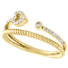 10K Yellow Gold Diamond Bypass Heart Split Shank Stackable Cocktail Ring 1/6 Ct.