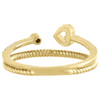10K Yellow Gold Diamond Bypass Heart Split Shank Stackable Cocktail Ring 1/6 Ct.