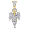 10K Yellow Gold Praying Mini Angel Body Wing Diamond Pendant 1.70" Charm 0.95 Ct