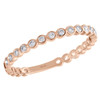 10K Rose Gold Bezel Set Diamond Round Stackable Right Hand Ladies Ring 1/5 Ct.