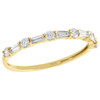 10K Yellow Gold Baguette Diamond Slender Design Stackable Right Hand Ring 3/8 Ct