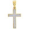 10K Yellow Gold Genuine Diamond Mini Cross Pendant 1.65" Mens Pave Charm 1/6 ct.