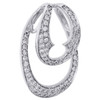 14K White Gold Diamond Stacked Oval Statement Slide Pendant 0.95" Charm 1/2 CT.