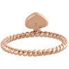 10K Rose Gold Round Diamond Dangling Heart Braided Right Hand Ring 1/10 Ct.