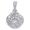 10K White Gold Round Diamond Rose Ladies Pendant Swirl Flower Charm 0.33 Ct.