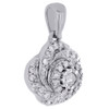 10K White Gold Round Diamond Rose Ladies Pendant Swirl Flower Charm 0.33 Ct.