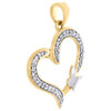 10K Two Tone Gold Round Diamond Cut Out Heart & Butterfly Ladies Pendant 1/10 Ct