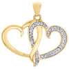 10K Yellow Gold Round Diamond Interlinked Double Heart Ladies Pendant 1/10 Ct.