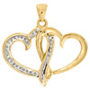 10K Yellow Gold Round Diamond Interlinked Double Heart Ladies Pendant 1/10 Ct.