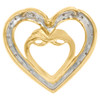 10K Yellow Gold Round Diamond Double Heart w/ Infinity Slide Pendant 1/6 Ct.