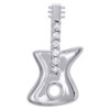 10K White Gold Round Diamond Mini Guitar Instrument Slide Pendant 1/20 Ct.