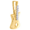 10K Yellow Gold Round Diamond Mini Guitar Instrument Slide Pendant 1/20 Ct.