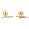 10K Yellow Gold Round Diamond Double Bar Stud Ladies Screw Back Earrings 1/12 Ct