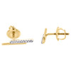 10K Yellow Gold Round Diamond Double Bar Stud Ladies Screw Back Earrings 1/12 Ct