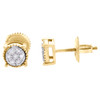 10K Yellow Gold Diamond Flower Stud Milgrain Halo 6mm Circle Earrings 0.17 Ct.