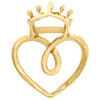 10K Yellow Gold Round Diamond Heart Crowned Heart Pendant 0.85" Charm 1/5 CT.