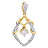 10K Yellow Gold Round Solitaire Diamond Fancy Pointed Oval Pendant Wreth 1/4 CT.