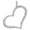 10K White Gold Round Diamond Tilted Heart Outline Pendant 0.95" Charm 1/3 CT.