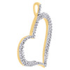 10K Yellow Gold Round Diamond Tilted Heart Outline Pendant 0.95" Charm 1/3 CT.