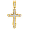 Yellow Gold Diamond Cross Pendant Mens Round Cut Fashion Pave Charm 0.50 Ct.
