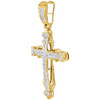 Yellow Gold Diamond Cross Pendant Mens Round Cut Fashion Pave Charm 0.50 Ct.