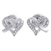 10K White Gold Round Diamond Mini Heart Studs Love Knot Earrings 1/10 Ct.