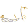 10K Yellow Gold Round Diamond Angel Wings Danglers Filigree Earrings 0.33 Ct.