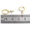 10K Yellow Gold Diamond Dangling Cross Hoops Ladies Huggie Earrings 0.10 Ct.