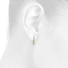 10K Yellow Gold Diamond Dangling Cross Hoops Ladies Huggie Earrings 0.10 Ct.