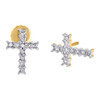 10K Yellow Gold Round Diamond Mini Cross Studs Small Screw Back Earrings 1/10 Ct