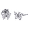 10K White Gold Round Diamond Mini Butterfly Studs Screw Back Earrings 1/5 Ct.