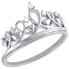 .925 Sterling Silver Round Diamond Heart Crown Right Hand Cocktail Ring 1/20 Ct.