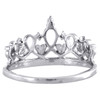 .925 Sterling Silver Round Diamond Heart Crown Right Hand Cocktail Ring 1/20 Ct.