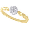 10K Yellow Gold Diamond Flower Cluster w/ Braided Shank Right Hand Ring 1/4 Ct.