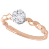 10K Rose Gold Diamond Flower Cluster w/ Braided Shank Right Hand Ring 1/4 Ct.