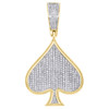 10K Yellow Genuine Gold Diamond Spade Poker Ace Pendant Mens Pave Charm 0.46 Ct.