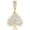 10K Yellow Genuine Gold Diamond Spade Poker Ace Pendant Mens Pave Charm 0.46 Ct.