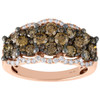 14K Rose Gold Brown Diamond Cluster Flowers Anniversary Band Cocktail Ring 2 Ct.