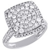 14K Two Tone Gold Diamond Cluster Square Ladies Right Hand Cocktail Ring 1.38 Ct