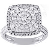 14K Two Tone Gold Diamond Cluster Square Ladies Right Hand Cocktail Ring 1.38 Ct