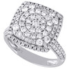 14K Two Tone Gold Diamond Cluster Square Ladies Right Hand Cocktail Ring 1.38 Ct