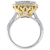 14K Two Tone Gold Diamond Cluster Square Ladies Right Hand Cocktail Ring 1.38 Ct