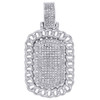 10k White Gold Miami Cuban Link Diamond Dog Tag Pendant 1.55" Pave Charm 0.59 CT