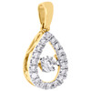 10K Yellow Gold Dancing Diamond Teardrop Pendant Mini Cut-Out Charm 0.33 Ct.