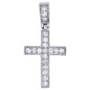 14K White Gold Round Diamond 1 Row Cross Pendant Milgrain Edge Charm 0.20 Ct.