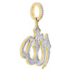 10K Yellow Gold Diamond Pendant Islamic Allah Arabic Scripture Pave Charm 1/2 CT