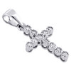 14K White Gold Round Diamond Fancy Cross Pendant Milgrain Charm 0.80" 0.10 Ct.